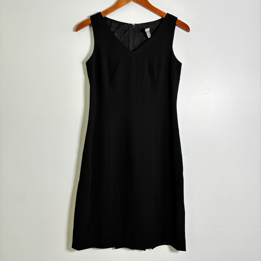 Ann Taylor Sheath Dress 2P Pleated Back Hem Lined LBD Office Formal Classic